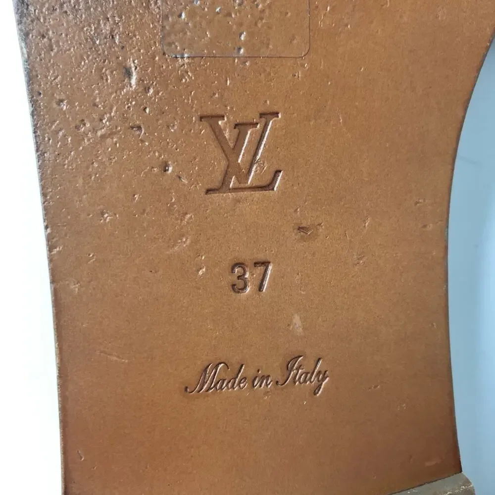 Louis Vuitton Canvas Escale Lock It Mule Flats Slip On Sandals 37 - Picture 8 of 10